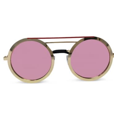 Pink Sunglasses with Gold Metal Frame