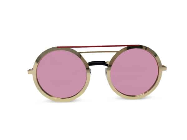 Pink Sunglasses with Gold Metal Frame