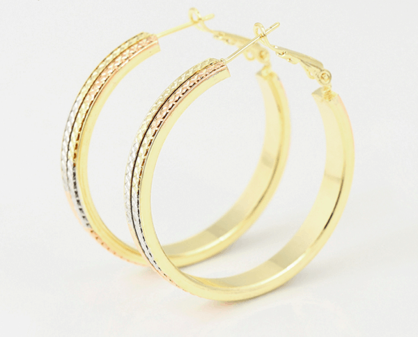 Tri-Colored Caroline Hoops