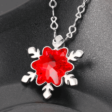 Red Snow Flake Necklace