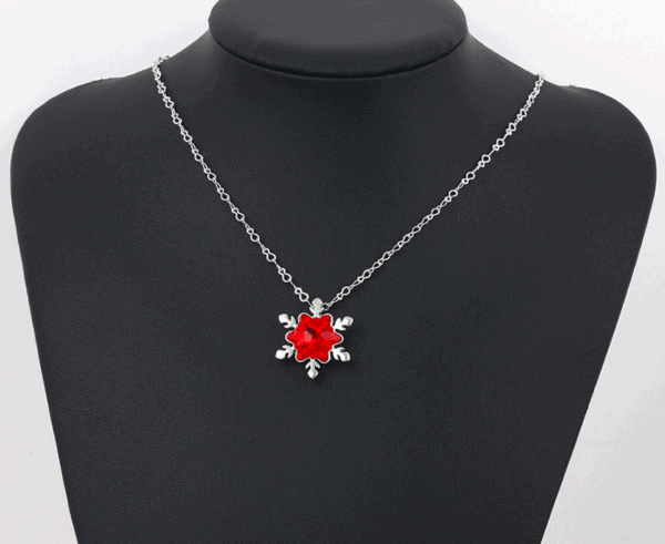 Red Snow Flake Necklace