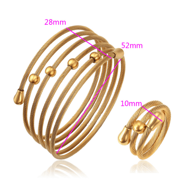 Lucie 24K Dubai Gold Plated Bangle+Ring Set