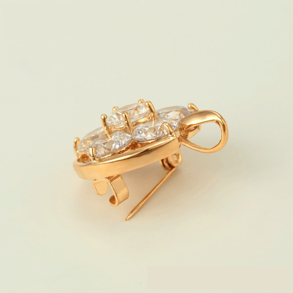 Clementine 18K Gold Crystal Brooch