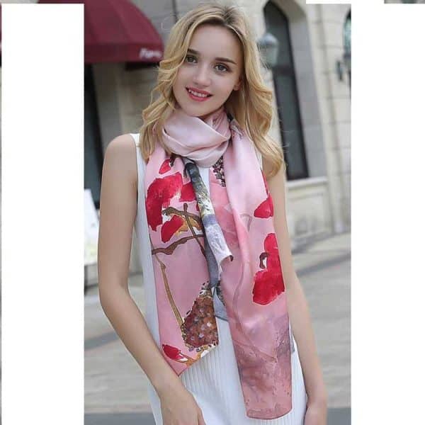 Flower Print Mulberry Silk Scarf